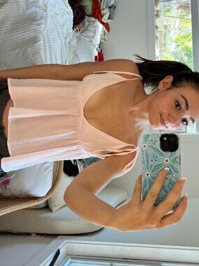 Light Pink Tie-Strap Babydoll Tank Top